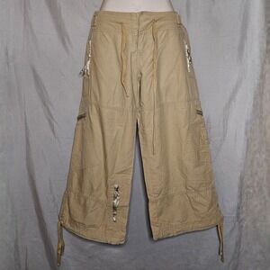 Y2k Abercrombie & Fitch Womens Khaki Wide Leg Cargo Pants
